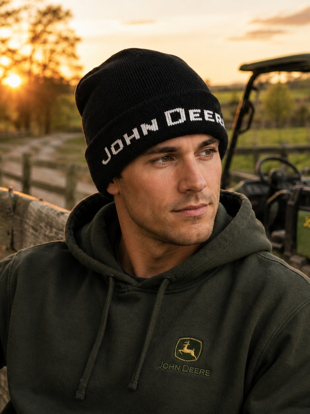 John Deere Black Logo Beanie